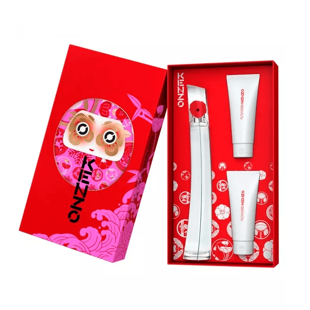 Kit Flower By Kenzo Perfume EDP 100 ml + Body Lotion 75ml + Gel de