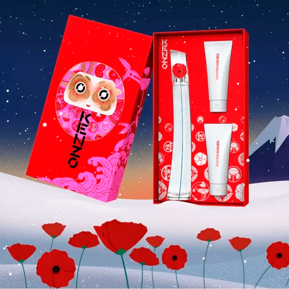 Kit Flower By Kenzo Perfume EDP 100 ml + Body Lotion 75ml + Gel de